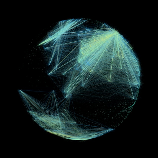 Abstract network visualization suggesting global data connectivity